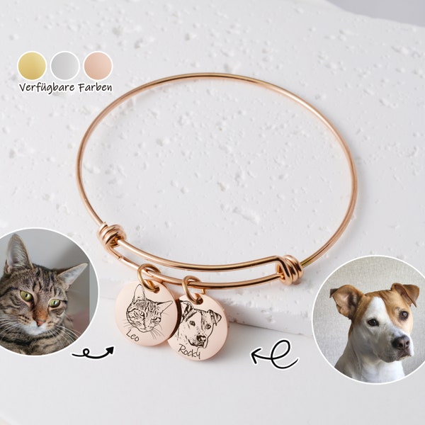 Personalisiertes Hund Portrait Armband, Armband mit Bildgravur, Personalisiertes Armband Hund Katze