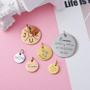 Personalized Engraved Pendant, Additional Plate, Stainless Steel Pendant, Individual Gifts