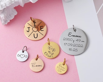 Personalized engraved pendant, additional plate, stainless steel pendant, individual gifts