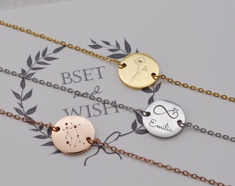 Custom Bracelet, Zodiac Bracelet, Name Bracelet, Platelet Bracelet with Engraving
