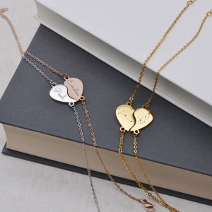 Pulseras de pareja de corazón, personalizadas con las pulseras de grabado deseadas, joyas para hombre y mujer, juego de 2 pulseras