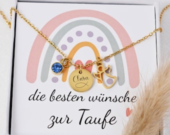 Guardian angel baptism necklace personalized with name and birthstone | Gift for holy baptism | Jewelry for godchild girls