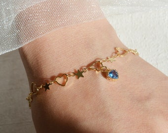 Friendship bracelet with birthstone, heart bracelet, gift maid of honor