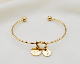 Personalized knot bracelet, engraved bangles, pendant, bridesmaid gift