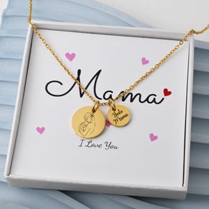 Bestes geschenk für mama | Halskette mit Gravur Anhänger | Muttertagsgeschenk | Personalisierbare Kette mit Geschenkbox und Karte