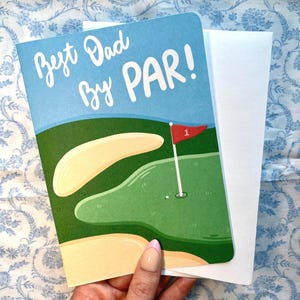 Modello di biglietto d'auguri e busta stampabile "Best Dad By Par" per la festa del papà, download digitale immediato, stampe illimitate