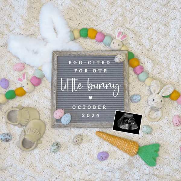 Bunny Digital Pregnancy Announcement | Easter Pregnancy Announcement | Spring Baby Announcement | Digital Announcement | Social Media