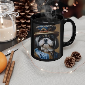 Shih Tzu Artistic Portrait Renaissance Style 11oz Black Mug