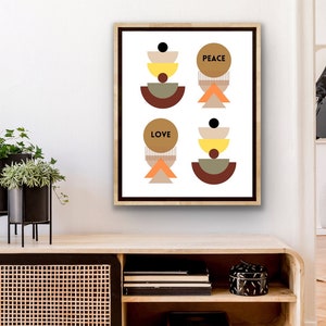 Mid-Century Modern Inspired Art | Boho Art | Peace, Love | Digital Download Print