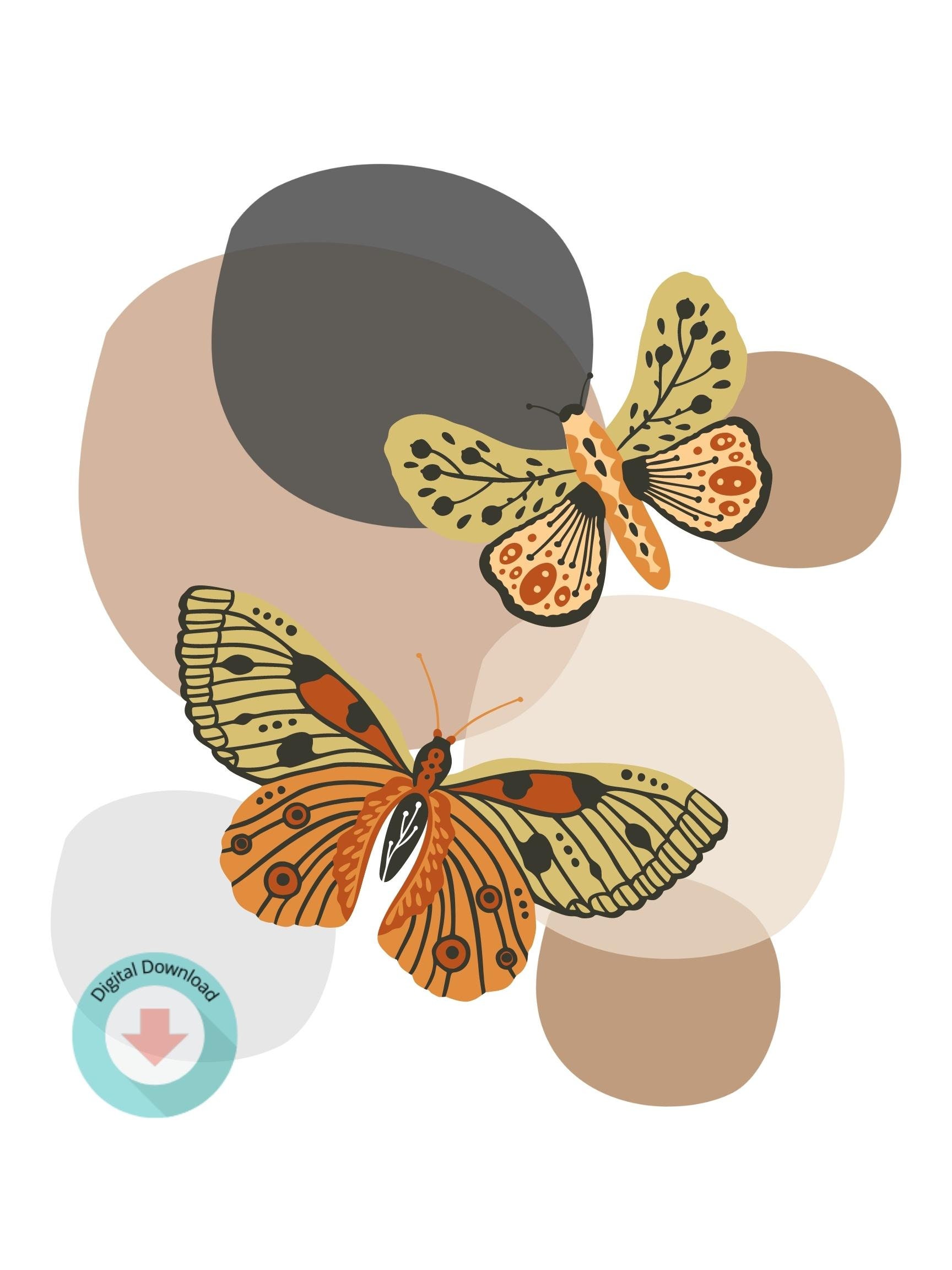 Boho Butterflies Wall Decor Art Print | Digital Download - Etsy