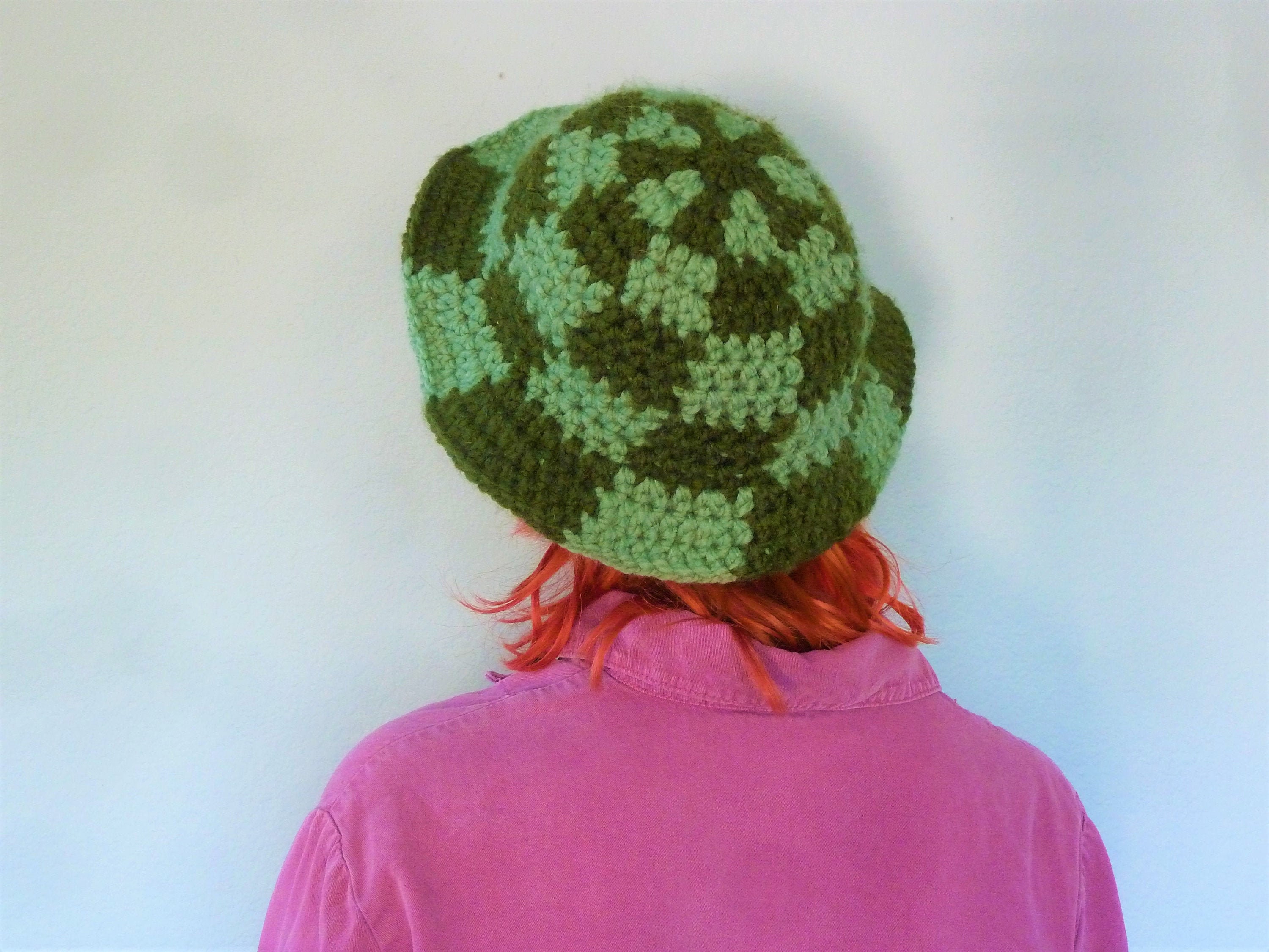 Crochet checkered bucket hat Etsy