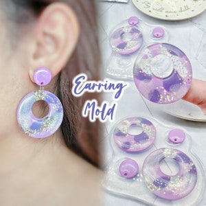 Clear Silicone Mold for Resin Jewellery Statement Earring Mold Large Pre-domed Retro Circle Round Dangle Earring Mold