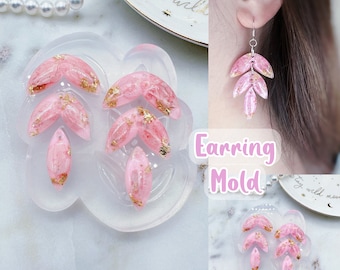 Clear Silicone Mold for Resin Predomed Leaf Earring Mold Barley Shape Dangle Earring Mold