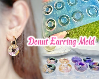 Clear Silicone Mold for Resin Deluxe Donut Organic Shape Curved Edge Hoop Charm Earring Mold