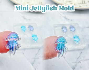 Clear Silicone Mold for Resin Tiny Mini 3D Jellyfish Stud Earring Mold