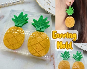 Clear Silicone Mold for Resin 5.5 cm Two part pineapple dangle earring mold Fruit clear silicone mould