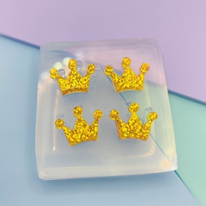 Clear Silicone mold for Resin Mini Crown Stud Earring Mold Tiara King Queen Princess Royal Family British Clear Silicone Mould