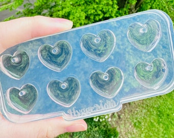 Clear Silicone Mold for Resin Small Predomed Heart Dangle Earring Mold with Predrilled holes