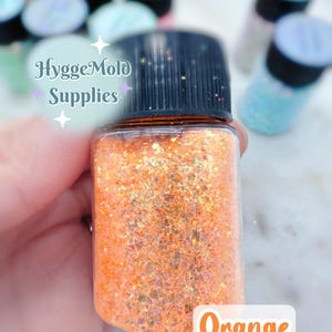 Bright Orange Glitter Iridescent Glitter Rainbow Glitter mylar flakes Pigment Glitter Fine and Chunky Glitter Mix