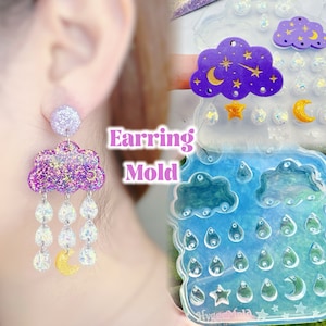 Clear Silicone Mold for Resin Lux Starry Sky Rainy Clouds Dangle Earring Mold