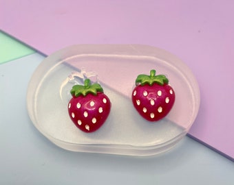 1.9 cm 3D strawberry Fruit stud earring mold Food Clear Silicone Mould
