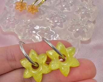 Flower Hoop Earring Mold: Clear Silicone Mold for Resin Charm