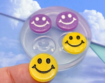 Clear Silicone Mold for Resin Mini Happy Face Stud Earring Mold Multiple Clear silicone mould