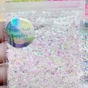 Super Sparkly Snow White Glitter Mix Pink Glitter Iridescent Glitter Chunky Glitter Mix
