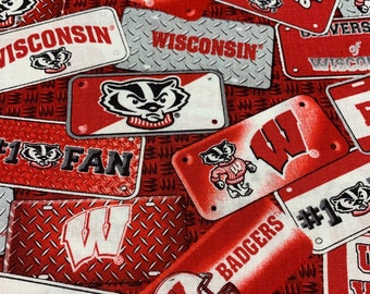 Wisconsin Badgers Cotton Fabric bSold By The HALF YARD