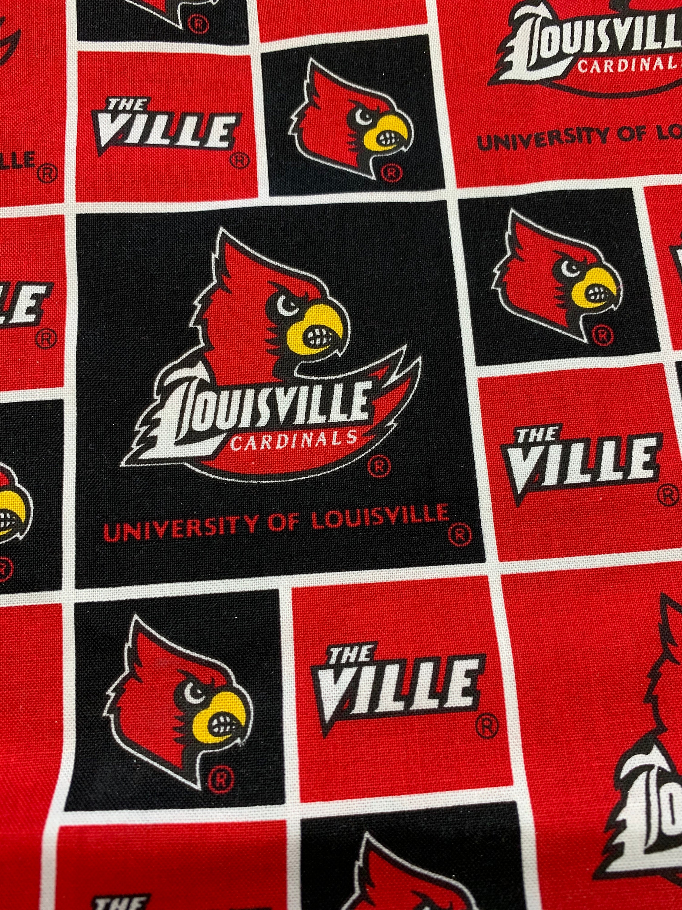 University of Louisville Cotton Flannel Fabric by Sykel-Louisville  Cardinals Plaid Flannel Fabric