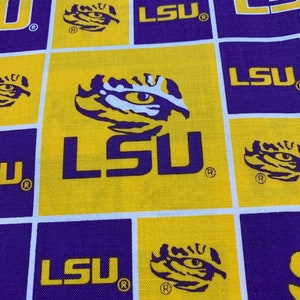 LSU Louisiana University Tigers Cotton Fabric SOLD By Half YARD