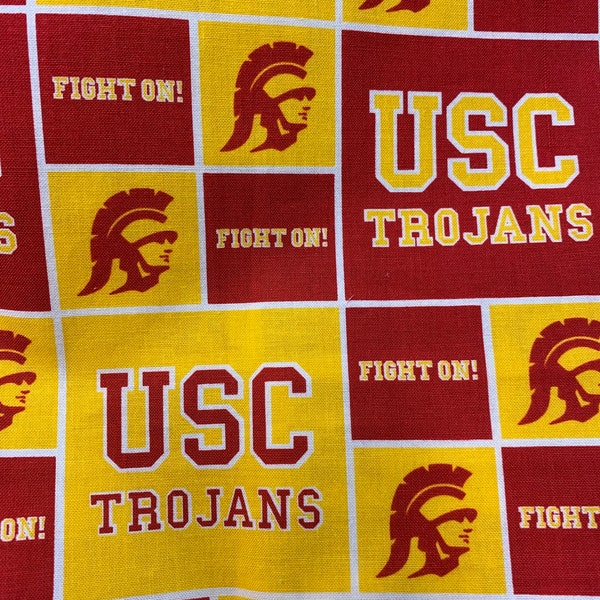 USC Univeristy of Southern California Trojans Cotton Fabric Sold By HALF YARD