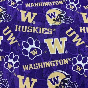 University of Washington Huskies Cotton Fabric Sold By The HALF YARD