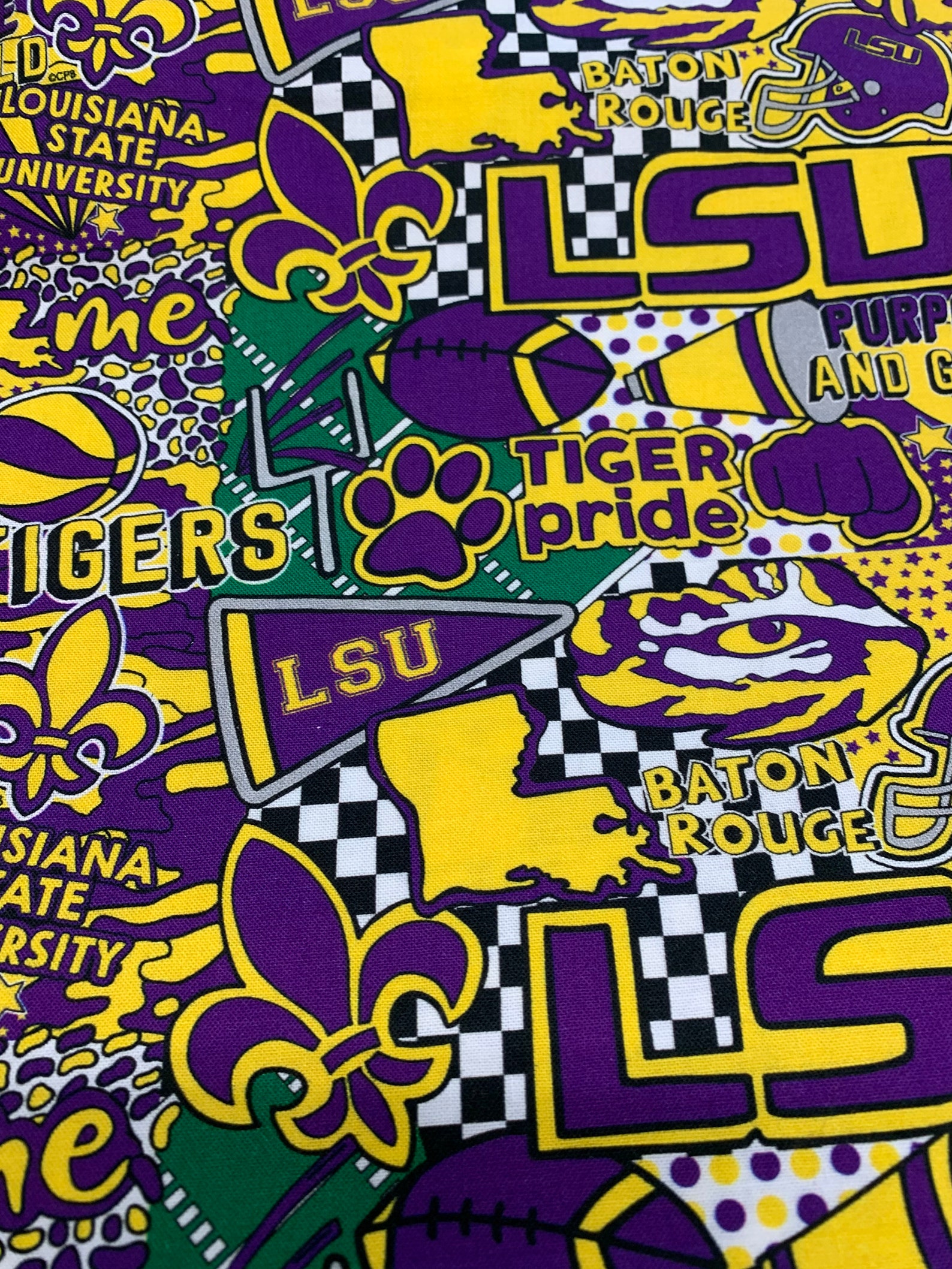 LSU Louisiana University Tigers Cotton Fabric SOLD by Half YARD Etsy