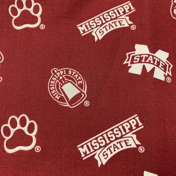 Mississippi State University Cotton Fabric Sold By The HALF YARD