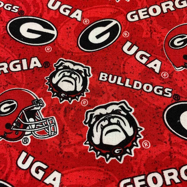 UGA Gerogia Bulldogs University University Cotton Fabric  Sold By HALF YARD