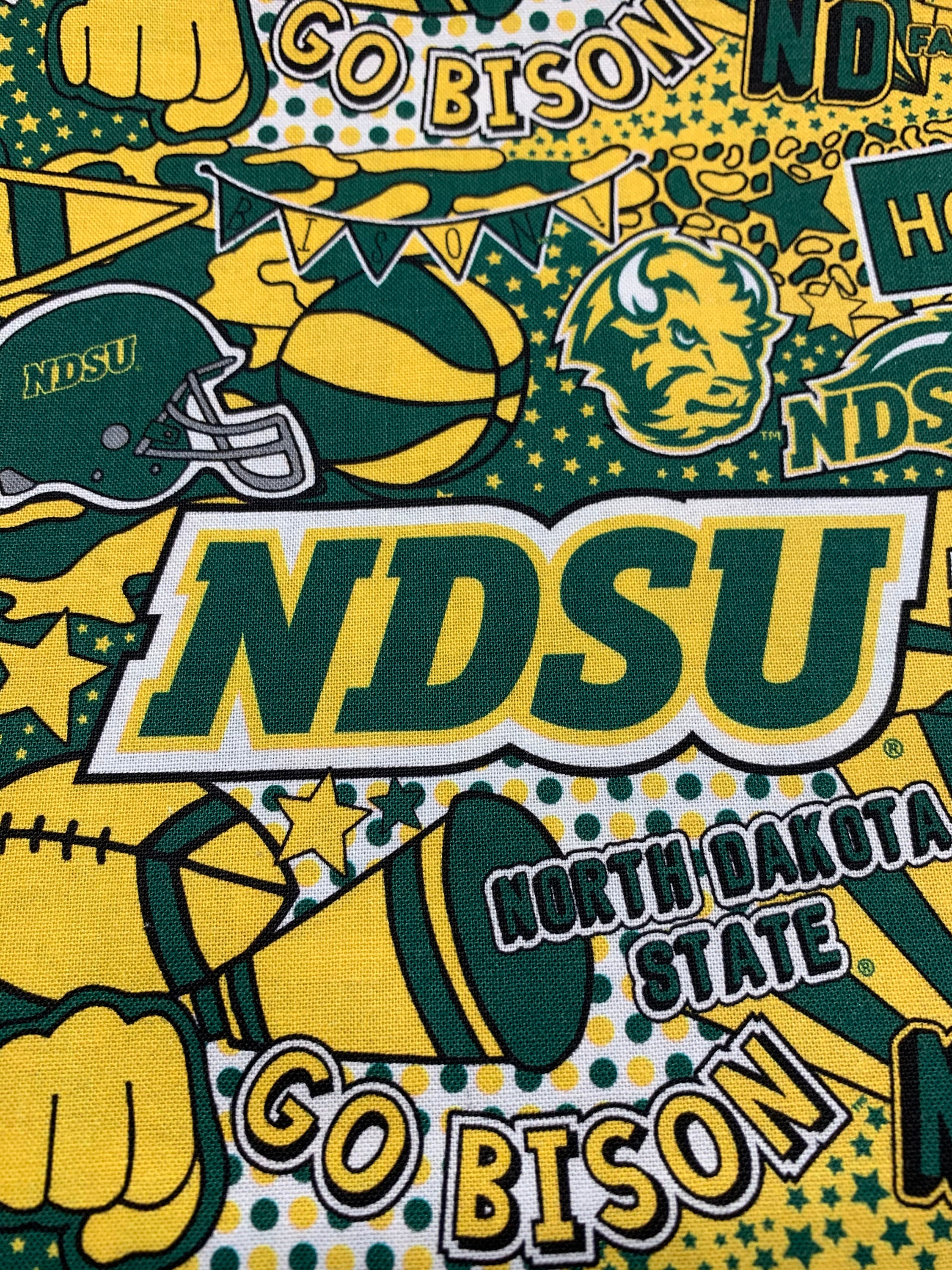 NDSU North Dakota State University Bison Cotton Fabric Sold by the HALF