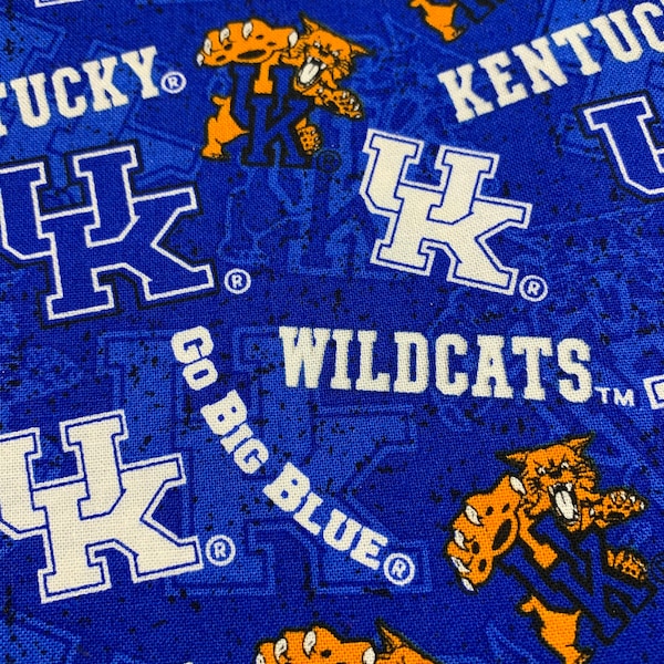 UK University of Kentucky Wildcats Cotton Fabric Sold By HALF YARD