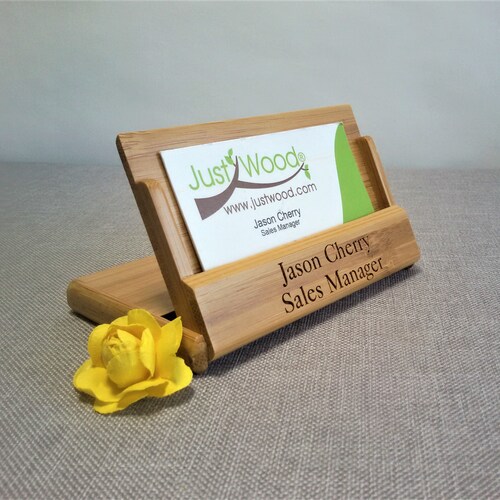 Personalised Wooden Business Card Holder Name Position Etsy UK
