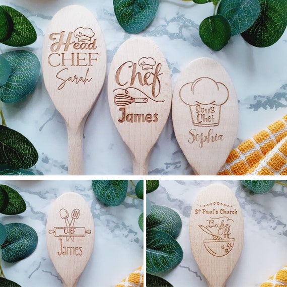 Personalised Chef Wooden Spoon: Engraved Cooking Gift