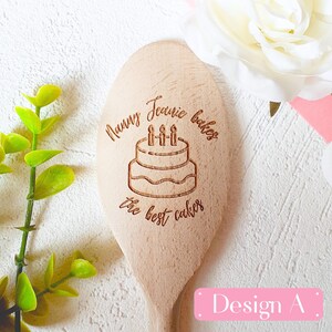Grandma Bakes The Best Cakes Personalised Baking Wooden Spoon, Mothers Day Spoon Gift, Cake Baking, Birthday Gift, Nana, Nanny, Granny image 2