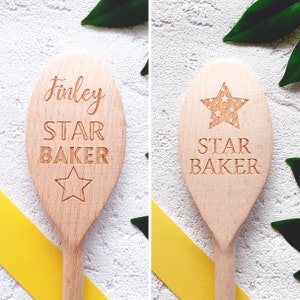 Star Baker Holzlöffel personalisiert Kochlöffel Kochlöffel Sternekoch Spitzenkoch Kochlöffel personalisiert, Vintage Geschenk, gedrechselt made in England