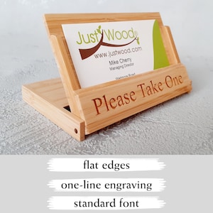 Personalised Wooden Business Card Holder Name, position, high quality, pocket friendly, 1 or 2 lines. 1 Line Engraving