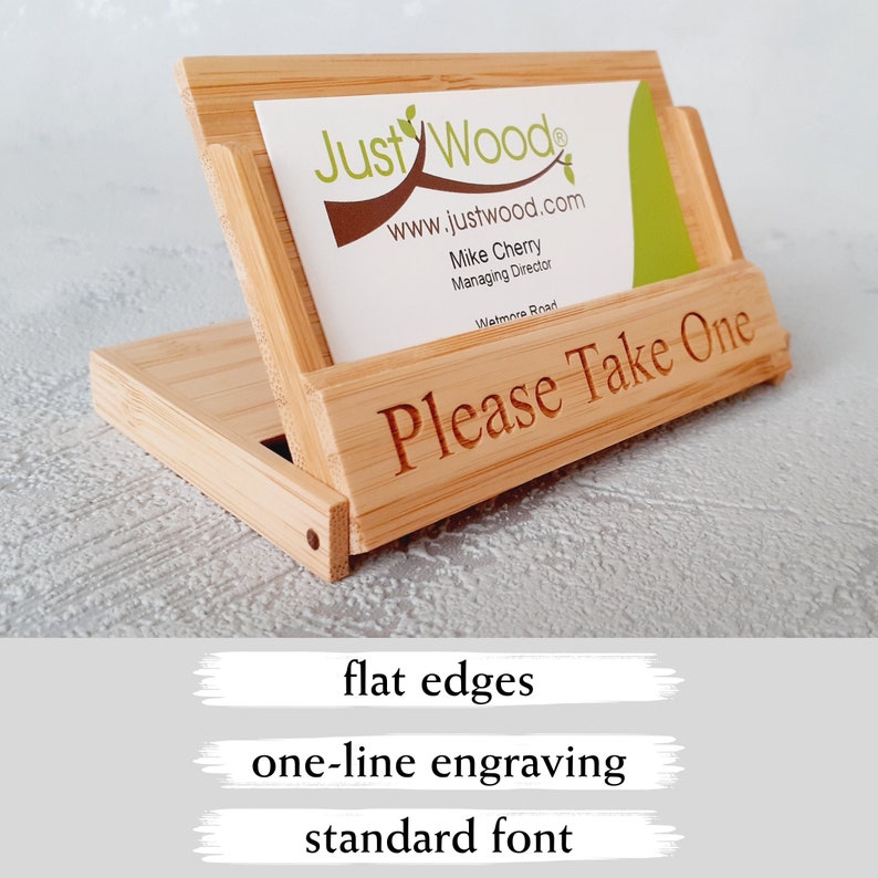 Personalised Wooden Business Card Holder Name, position, high quality, pocket friendly, 1 or 2 lines. 1 Line Engraving