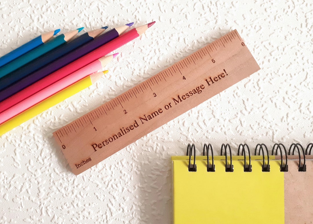 Customised Name Ruler Personalised Wooden Ruler – Engraved Name, Logo or Message, Custom ...