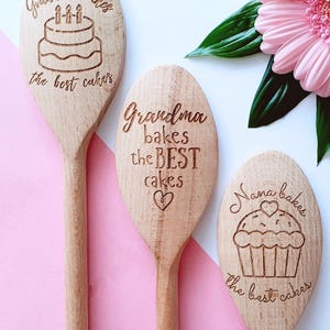 Grandma Bakes The Best Cakes Personalised Baking Wooden Spoon, Mothers Day Spoon Gift, Cake Baking, Birthday Gift, Nana, Nanny, Granny image 7