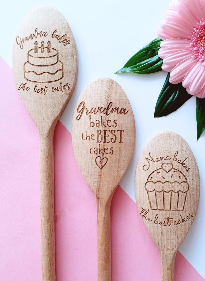 Grandma Bakes The Best Cakes Personalised Baking Wooden Spoon, Mothers Day Spoon Gift, Cake Baking, Birthday Gift, Nana, Nanny, Granny image 7