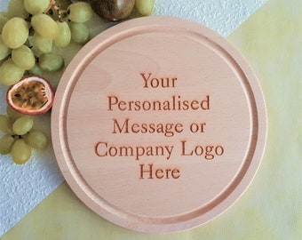 Personalised Wooden Cheeseboard Server - Design Your Own, perfect gift idea. 24cm round FSC.