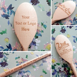 Personalised Wooden Spoon, Cooking, Chef, Award, Design Text or logo engraved on the handle and head, laser engraved 20cm, 30cm, 35cm length