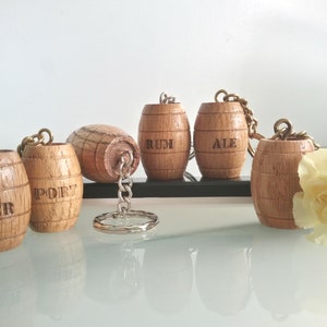Personalised Wooden barrel keyring wood oak rustic, plain, Spices, Rum, Whisky, Port, Beer, Ale, Burton-on-Trent Brewing